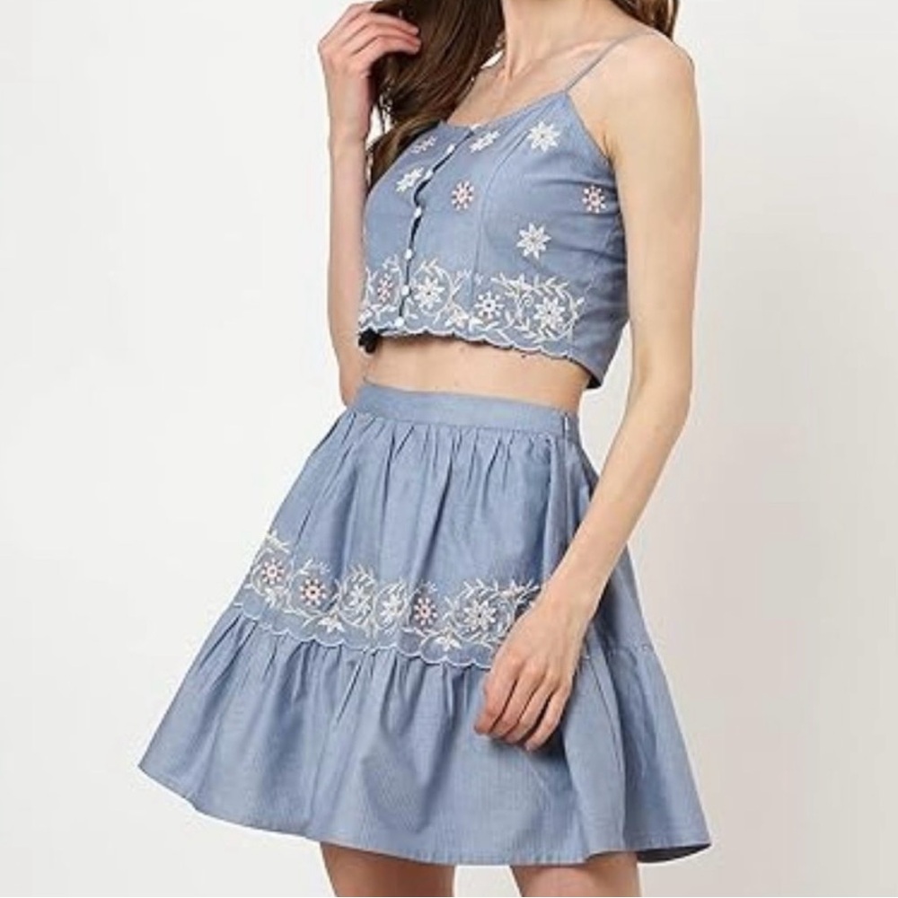 NWOT Chambray 2-Piece Top & Skirt Set